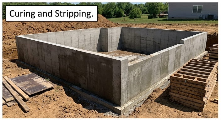 Cured concrete retaining walls standing strong in Georgia soil