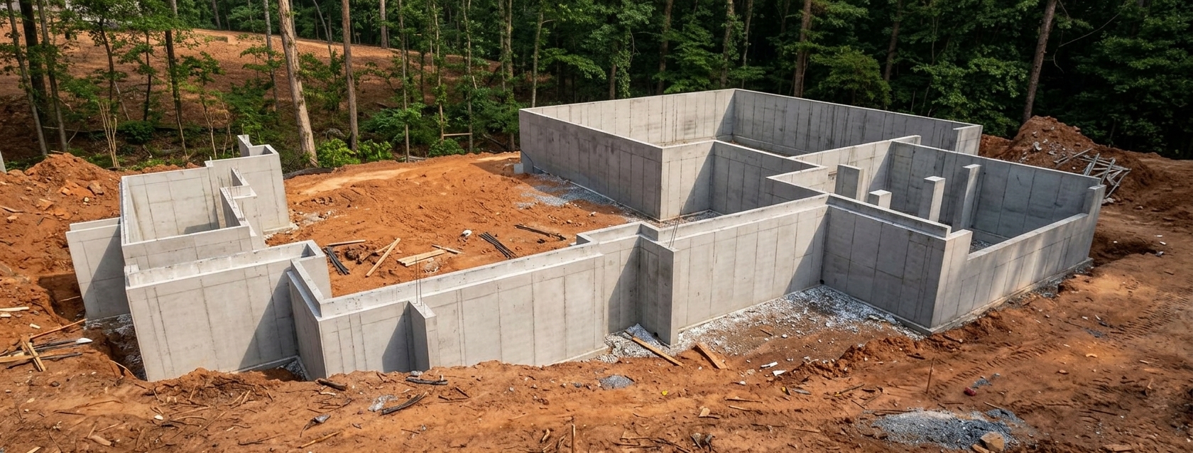 Finished poured foundation ready for framing